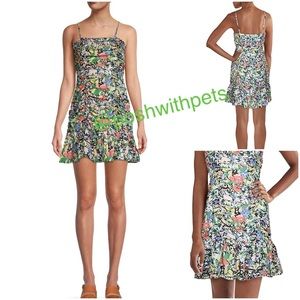 Parker NWT Julie Floral Silk-Blend Dress Sleeveless Multicolor Floral 6 New